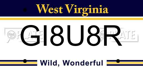 GI8U8R West Virginia License Plate