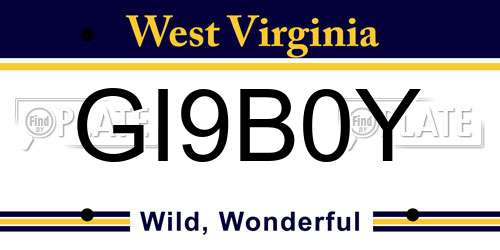 GI9B0Y West Virginia License Plate