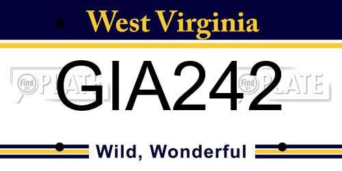 GIA242 West Virginia License Plate