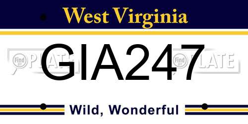 GIA247 West Virginia License Plate