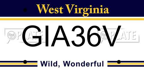 GIA36V West Virginia License Plate