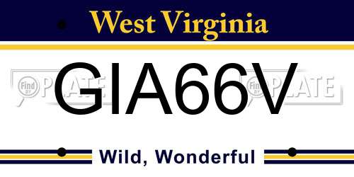 GIA66V West Virginia License Plate