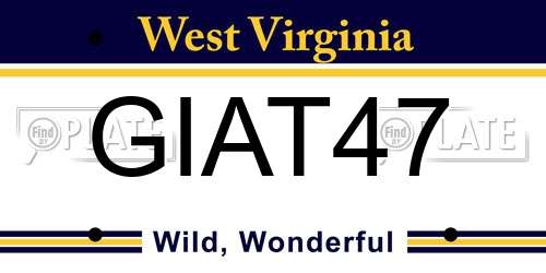 GIAT47 West Virginia License Plate