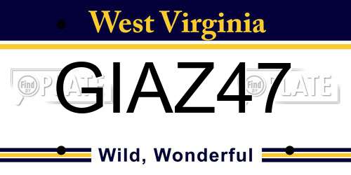 GIAZ47 West Virginia License Plate