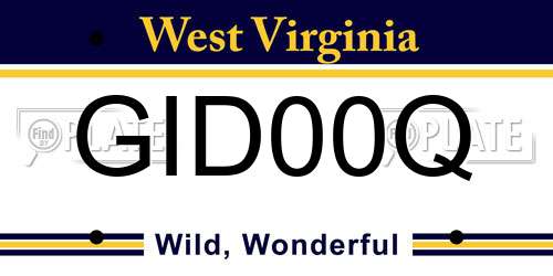 GID00Q West Virginia License Plate