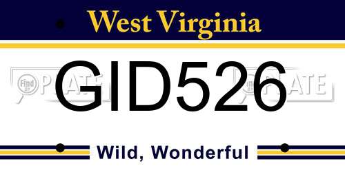 GID526 West Virginia License Plate
