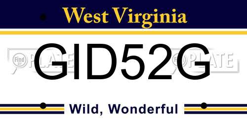 GID52G West Virginia License Plate
