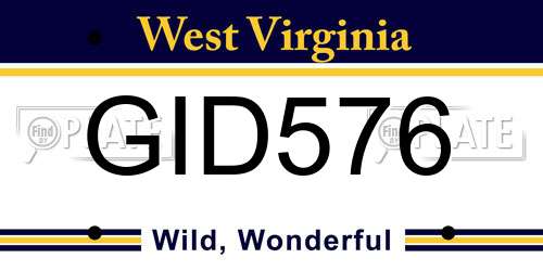 GID576 West Virginia License Plate