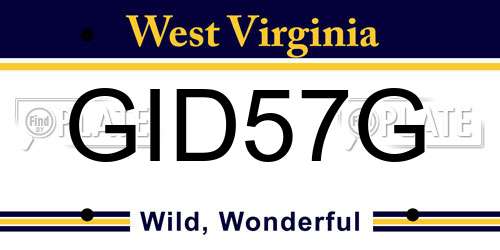 GID57G West Virginia License Plate
