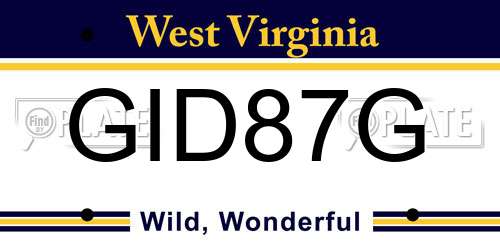 GID87G West Virginia License Plate