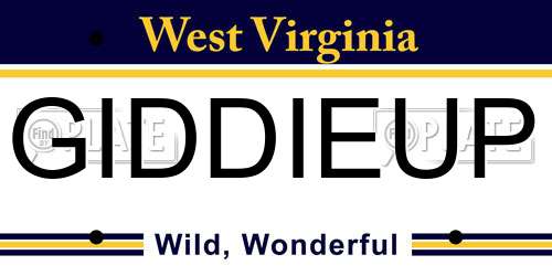 GIDDIEUP West Virginia License Plate