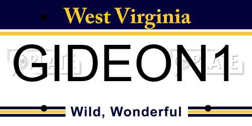 GIDEON1 West Virginia License Plate