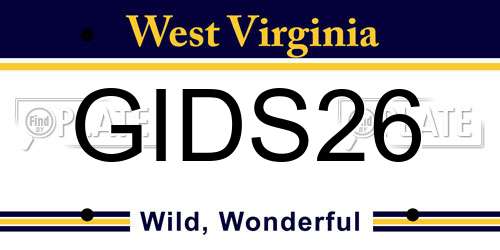 GIDS26 West Virginia License Plate