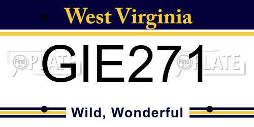 GIE271 West Virginia License Plate