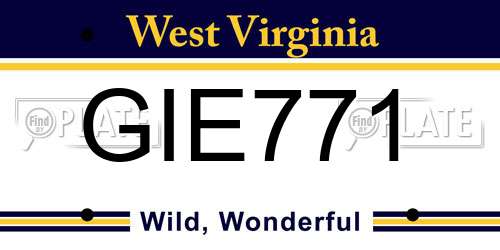 GIE771 West Virginia License Plate