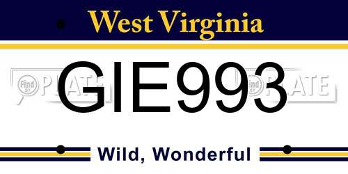 GIE993 West Virginia License Plate