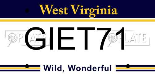 GIET71 West Virginia License Plate