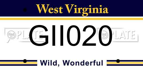 GII020 West Virginia License Plate