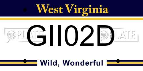 GII02D West Virginia License Plate