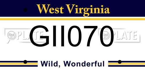 GII070 West Virginia License Plate