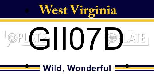 GII07D West Virginia License Plate