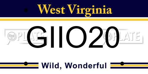 GIIO20 West Virginia License Plate