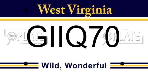 GIIQ70 West Virginia License Plate