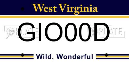 GIO00D West Virginia License Plate