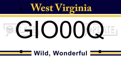 GIO00Q West Virginia License Plate
