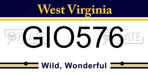 GIO576 West Virginia License Plate