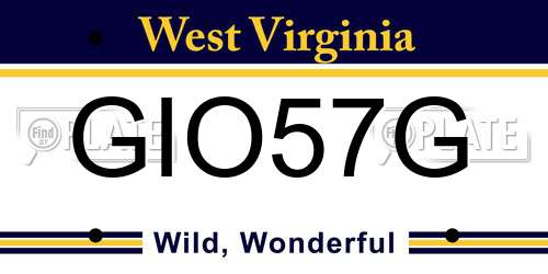 GIO57G West Virginia License Plate