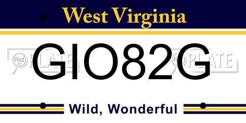 GIO82G West Virginia License Plate
