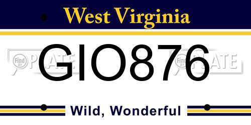 GIO876 West Virginia License Plate