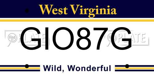 GIO87G West Virginia License Plate