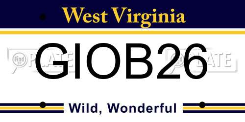 GIOB26 West Virginia License Plate