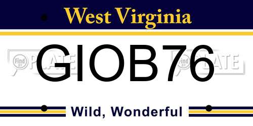 GIOB76 West Virginia License Plate
