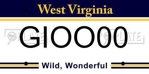 GIOO00 West Virginia License Plate