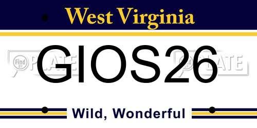 GIOS26 West Virginia License Plate