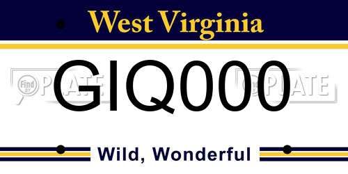 GIQ000 West Virginia License Plate