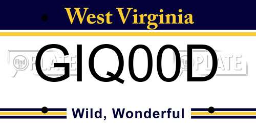 GIQ00D West Virginia License Plate
