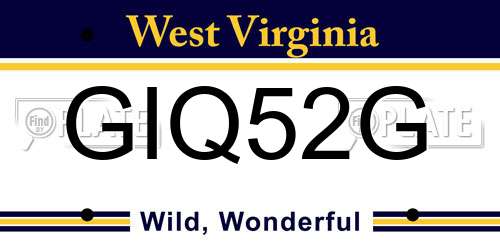 GIQ52G West Virginia License Plate