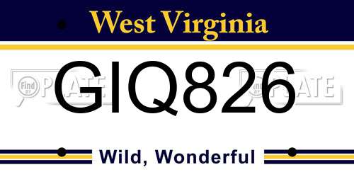 GIQ826 West Virginia License Plate