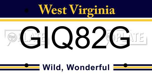 GIQ82G West Virginia License Plate