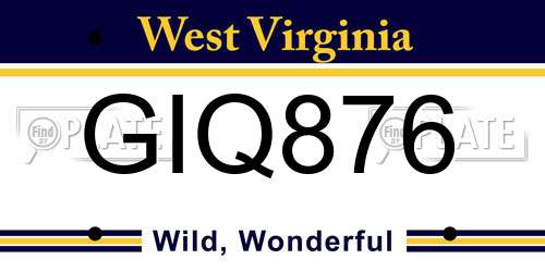 GIQ876 West Virginia License Plate