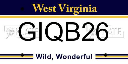 GIQB26 West Virginia License Plate