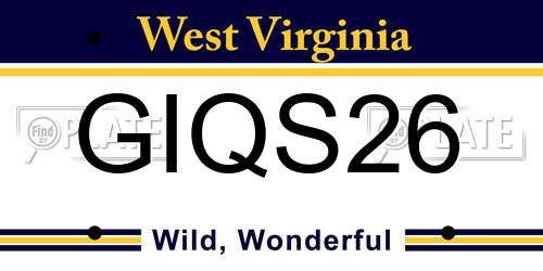GIQS26 West Virginia License Plate