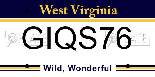 GIQS76 West Virginia License Plate