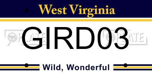 GIRD03 West Virginia License Plate