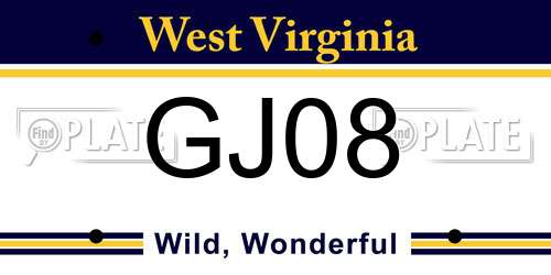 GJ08 West Virginia License Plate