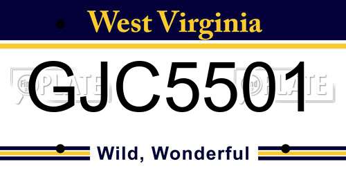 GJC5501 West Virginia License Plate